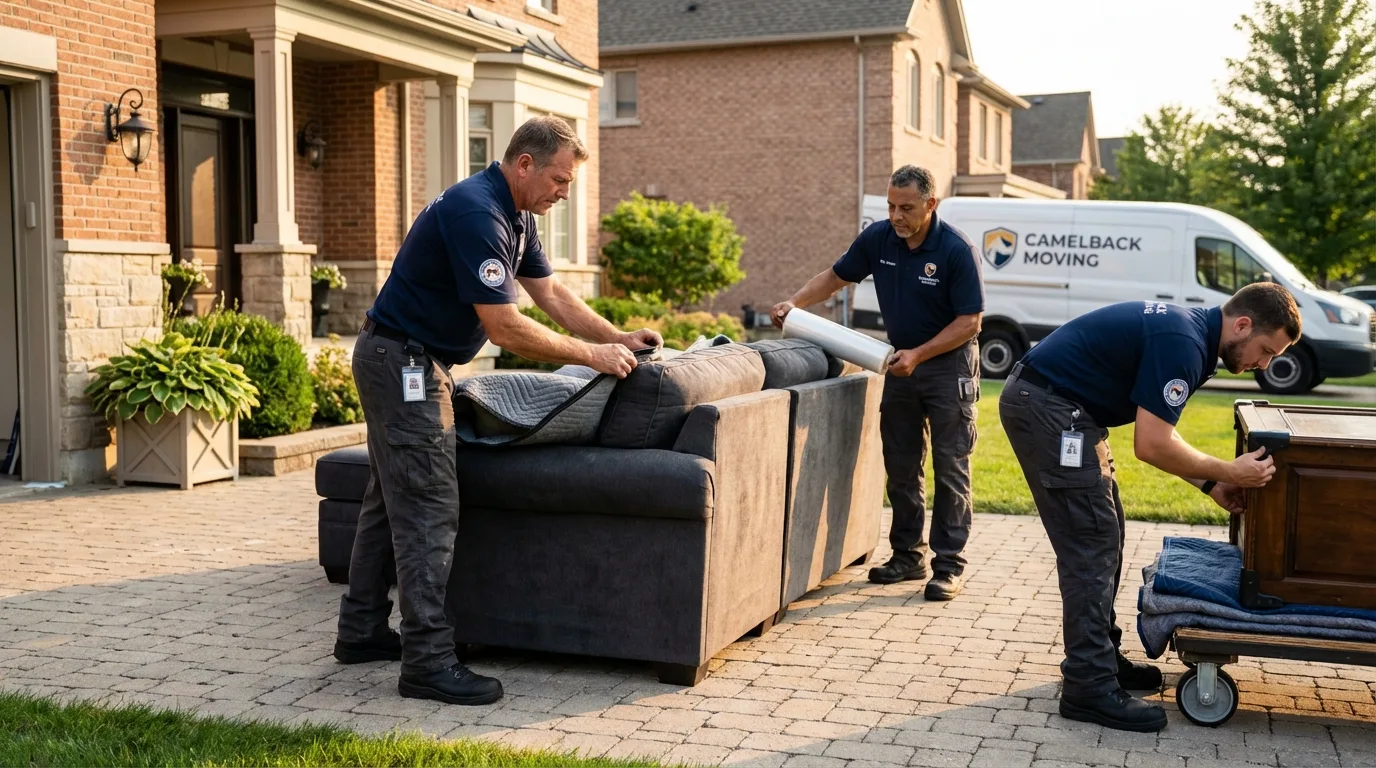 Large estate moving crew wrapping furniture in Greenbrier, AR